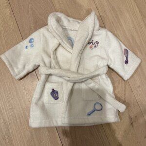 American Girl Doll White Belted Terry Embroidered Spa Robe